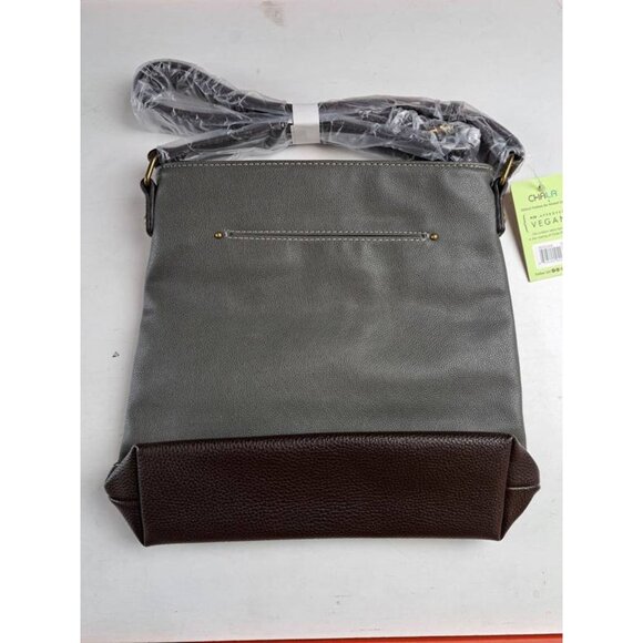 Chala Vegan Crossbody Bag Beagle Dog Applique Gray/Brown Adjustable Straps Zip - Picture 4 of 9